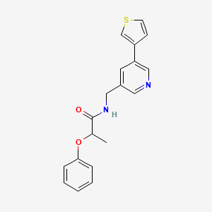 molecular formula C19H18N2O2S B2992048 2-phenoxy-N-((5-(thiophen-3-yl)pyridin-3-yl)methyl)propanamide CAS No. 1795303-15-9