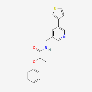 molecular formula C19H18N2O2S B2992048 2-苯氧基-N-((5-(噻吩-3-基)吡啶-3-基)甲基)丙酰胺 CAS No. 1795303-15-9