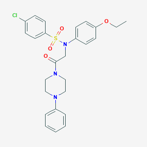 molecular formula C26H28ClN3O4S B299205 4-chloro-N-(4-ethoxyphenyl)-N-[2-oxo-2-(4-phenylpiperazin-1-yl)ethyl]benzenesulfonamide 