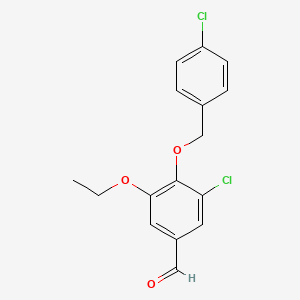 molecular formula C16H14Cl2O3 B2992053 3-Chloro-4-[(4-chlorobenzyl)oxy]-5-ethoxybenzaldehyde CAS No. 384857-10-7
