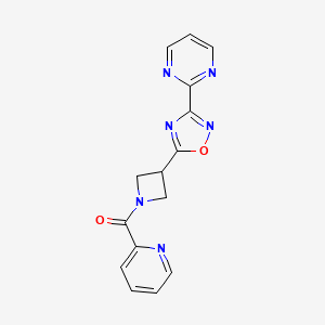 molecular formula C15H12N6O2 B2992054 吡啶-2-基(3-(3-(嘧啶-2-基)-1,2,4-恶二唑-5-基)氮杂环丁-1-基)甲苯酮 CAS No. 1327203-33-7