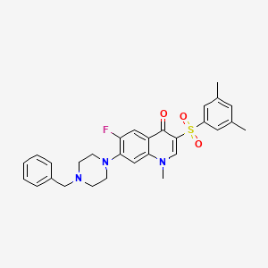 molecular formula C29H30FN3O3S B2992057 7-(4-benzylpiperazin-1-yl)-3-[(3,5-dimethylphenyl)sulfonyl]-6-fluoro-1-methylquinolin-4(1H)-one CAS No. 893790-66-4