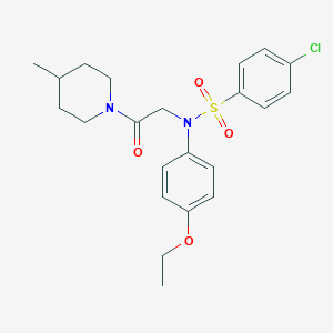 molecular formula C22H27ClN2O4S B299206 4-chloro-N-(4-ethoxyphenyl)-N-[2-(4-methylpiperidin-1-yl)-2-oxoethyl]benzenesulfonamide 