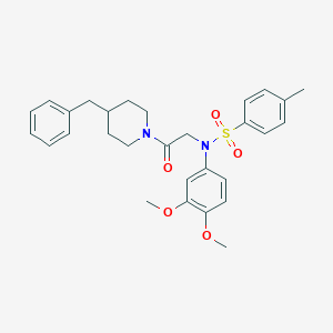 molecular formula C29H34N2O5S B299207 N-[2-(4-benzylpiperidin-1-yl)-2-oxoethyl]-N-(3,4-dimethoxyphenyl)-4-methylbenzenesulfonamide 
