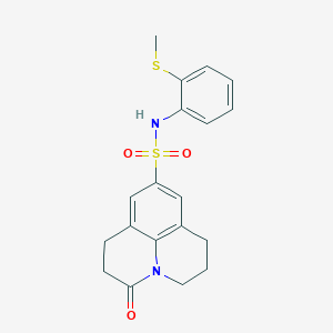 molecular formula C19H20N2O3S2 B2992070 N-(2-(methylthio)phenyl)-3-oxo-1,2,3,5,6,7-hexahydropyrido[3,2,1-ij]quinoline-9-sulfonamide CAS No. 898464-62-5