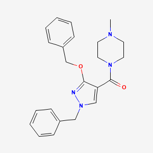 molecular formula C23H26N4O2 B2992079 (1-苄基-3-(苄氧基)-1H-吡唑-4-基)(4-甲基哌嗪-1-基)甲酮 CAS No. 1014067-27-6