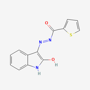 molecular formula C13H9N3O2S B2992083 N'-[(3E)-2-oxo-1,2-dihydro-3H-indol-3-ylidene]thiophene-2-carbohydrazide CAS No. 328585-95-1
