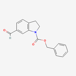 molecular formula C17H15NO3 B2992086 苯甲酸-6-甲酰基吲哚啉-1-甲酯 CAS No. 2172503-67-0