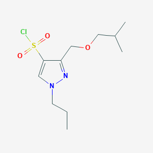 molecular formula C11H19ClN2O3S B2992096 3-(isobutoxymethyl)-1-propyl-1H-pyrazole-4-sulfonyl chloride CAS No. 1856102-03-8