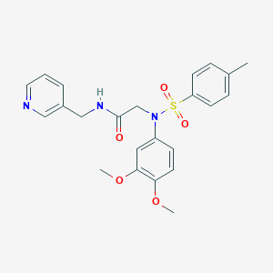 molecular formula C23H25N3O5S B299210 2-{3,4-dimethoxy[(4-methylphenyl)sulfonyl]anilino}-N-(3-pyridinylmethyl)acetamide 