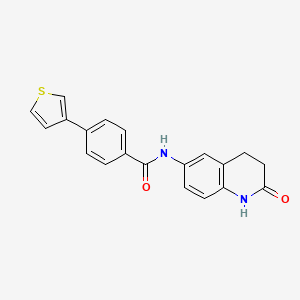 molecular formula C20H16N2O2S B2992101 N-(2-氧代-1,2,3,4-四氢喹啉-6-基)-4-(噻吩-3-基)苯甲酰胺 CAS No. 2034243-62-2
