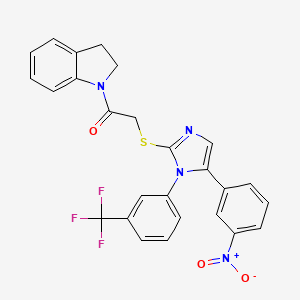 1-(indolin-1-yl)-2-((5-(3-nitrophenyl)-1-(3-(trifluoromethyl)phenyl)-1H-imidazol-2-yl)thio)ethanone