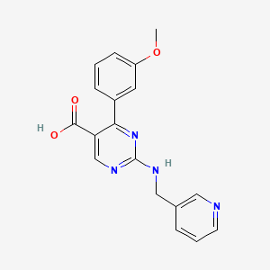 molecular formula C18H16N4O3 B2992111 4-(3-Methoxyphenyl)-2-[(3-pyridylmethyl)amino]-5-pyrimidinecarboxylic acid CAS No. 1775441-66-1