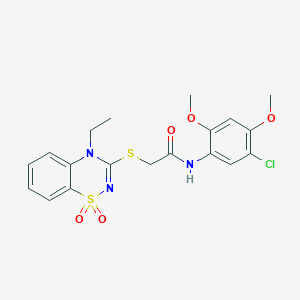 B2992127 N-(5-chloro-2,4-dimethoxyphenyl)-2-((4-ethyl-1,1-dioxido-4H-benzo[e][1,2,4]thiadiazin-3-yl)thio)acetamide CAS No. 1030090-14-2