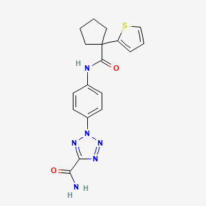 2-(4-(1-(thiophen-2-yl)cyclopentanecarboxamido)phenyl)-2H-tetrazole-5-carboxamide