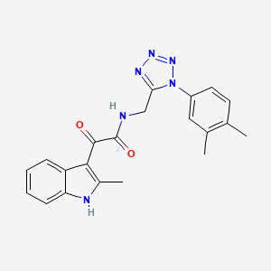 molecular formula C21H20N6O2 B2992135 N-[[1-(3,4-dimethylphenyl)tetrazol-5-yl]methyl]-2-(2-methyl-1H-indol-3-yl)-2-oxoacetamide CAS No. 897614-35-6