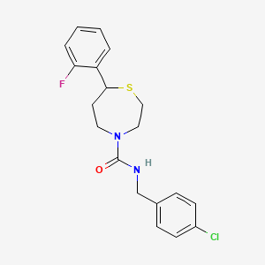 molecular formula C19H20ClFN2OS B2992136 N-(4-chlorobenzyl)-7-(2-fluorophenyl)-1,4-thiazepane-4-carboxamide CAS No. 1704550-43-5