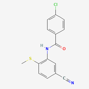 molecular formula C15H11ClN2OS B2992137 4-氯-N-[5-氰基-2-(甲硫基)苯基]苯甲酰胺 CAS No. 303147-21-9