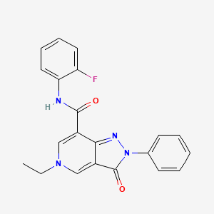 molecular formula C21H17FN4O2 B2992161 5-ethyl-N-(2-fluorophenyl)-3-oxo-2-phenyl-3,5-dihydro-2H-pyrazolo[4,3-c]pyridine-7-carboxamide CAS No. 921880-92-4