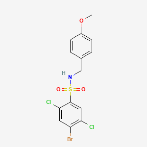 molecular formula C14H12BrCl2NO3S B2992164 4-Bromo-2,5-dichloro-N-[(4-methoxyphenyl)methyl]benzenesulfonamide CAS No. 2248775-65-5