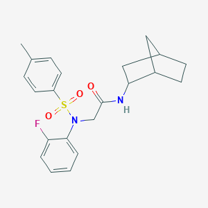 molecular formula C22H25FN2O3S B299217 N-(Bicyclo[2.2.1]heptan-2-yl)-2-(N-(2-fluorophenyl)-4-methylphenylsulfonamido)acetamide 
