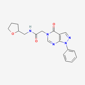 molecular formula C18H19N5O3 B2992172 2-(4-oxo-1-phenyl-1H-pyrazolo[3,4-d]pyrimidin-5(4H)-yl)-N-((tetrahydrofuran-2-yl)methyl)acetamide CAS No. 852440-29-0