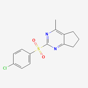 molecular formula C14H13ClN2O2S B2992174 4-chlorophenyl 4-methyl-6,7-dihydro-5H-cyclopenta[d]pyrimidin-2-yl sulfone CAS No. 339019-65-7