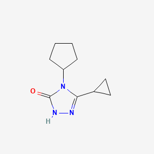 molecular formula C10H15N3O B2992175 4-cyclopentyl-3-cyclopropyl-4,5-dihydro-1H-1,2,4-triazol-5-one CAS No. 2201693-23-2