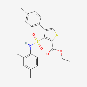 molecular formula C22H23NO4S2 B2992189 Ethyl 3-[(2,4-dimethylphenyl)sulfamoyl]-4-(4-methylphenyl)thiophene-2-carboxylate CAS No. 946268-78-6
