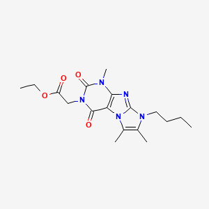 molecular formula C18H25N5O4 B2992190 Ethyl 2-(6-butyl-4,7,8-trimethyl-1,3-dioxopurino[7,8-a]imidazol-2-yl)acetate CAS No. 887875-69-6