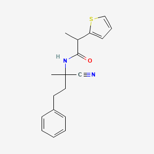 molecular formula C18H20N2OS B2992193 N-(1-cyano-1-methyl-3-phenylpropyl)-2-(thiophen-2-yl)propanamide CAS No. 2094145-36-3
