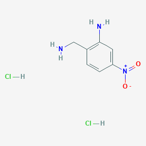 molecular formula C7H11Cl2N3O2 B2992194 2-(Aminomethyl)-5-nitroaniline;dihydrochloride CAS No. 2241128-21-0
