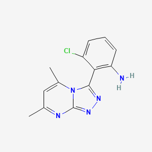 molecular formula C13H12ClN5 B2992202 3-Chloro-2-{5,7-dimethyl-[1,2,4]triazolo[4,3-a]pyrimidin-3-yl}aniline CAS No. 1275511-75-5