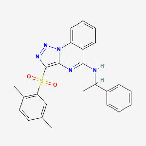 molecular formula C25H23N5O2S B2992212 3-[(2,5-dimethylphenyl)sulfonyl]-N-(1-phenylethyl)[1,2,3]triazolo[1,5-a]quinazolin-5-amine CAS No. 866807-75-2