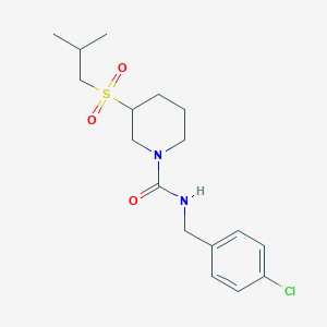 molecular formula C17H25ClN2O3S B2992213 N-[(4-氯苯基)甲基]-3-(2-甲基丙烷磺酰基)哌啶-1-甲酰胺 CAS No. 2097873-49-7