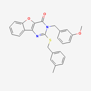 molecular formula C26H22N2O3S B2992216 3-(3-methoxybenzyl)-2-[(3-methylbenzyl)sulfanyl][1]benzofuro[3,2-d]pyrimidin-4(3H)-one CAS No. 1291865-73-0