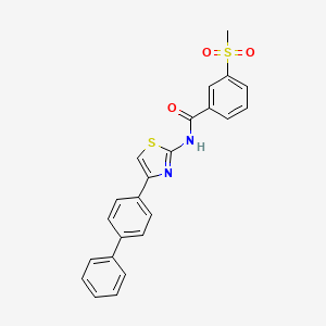 molecular formula C23H18N2O3S2 B2992219 N-(4-([1,1'-biphenyl]-4-yl)thiazol-2-yl)-3-(methylsulfonyl)benzamide CAS No. 896286-06-9