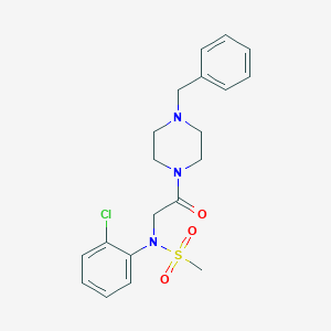 molecular formula C20H24ClN3O3S B299222 N-[2-(4-benzylpiperazin-1-yl)-2-oxoethyl]-N-(2-chlorophenyl)methanesulfonamide 