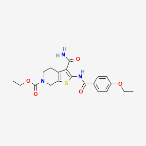 molecular formula C20H23N3O5S B2992221 3-氨基甲酰基-2-(4-乙氧基苯甲酰胺基)-4,5-二氢噻吩并[2,3-c]吡啶-6(7H)-羧酸乙酯 CAS No. 921160-51-2