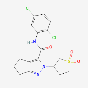 molecular formula C17H17Cl2N3O3S B2992227 N-(2,5-dichlorophenyl)-2-(1,1-dioxidotetrahydrothiophen-3-yl)-2,4,5,6-tetrahydrocyclopenta[c]pyrazole-3-carboxamide CAS No. 1105221-22-4