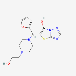 molecular formula C16H21N5O3S B2992232 5-(Furan-2-yl(4-(2-hydroxyethyl)piperazin-1-yl)methyl)-2-methylthiazolo[3,2-b][1,2,4]triazol-6-ol CAS No. 851970-03-1