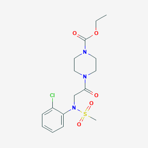 molecular formula C16H22ClN3O5S B299224 Ethyl 4-{[2-chloro(methylsulfonyl)anilino]acetyl}piperazine-1-carboxylate 
