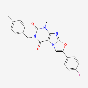 molecular formula C22H17FN4O3 B2992249 7-(4-fluorophenyl)-1-methyl-3-(4-methylbenzyl)oxazolo[2,3-f]purine-2,4(1H,3H)-dione CAS No. 899947-80-9