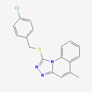 molecular formula C18H14ClN3S B2992250 1-((4-Chlorobenzyl)thio)-5-methyl-[1,2,4]triazolo[4,3-a]quinoline CAS No. 379236-83-6