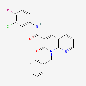 molecular formula C22H15ClFN3O2 B2992251 1-benzyl-N-(3-chloro-4-fluorophenyl)-2-oxo-1,2-dihydro-1,8-naphthyridine-3-carboxamide CAS No. 946207-49-4
