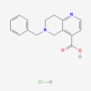 molecular formula C16H17ClN2O2 B2992253 6-Benzyl-5,6,7,8-tetrahydro-1,6-naphthyridine-4-carboxylic acid hydrochloride CAS No. 1706432-10-1