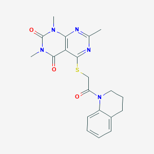 molecular formula C20H21N5O3S B2992254 5-((2-(3,4-dihydroquinolin-1(2H)-yl)-2-oxoethyl)thio)-1,3,7-trimethylpyrimido[4,5-d]pyrimidine-2,4(1H,3H)-dione CAS No. 852167-94-3
