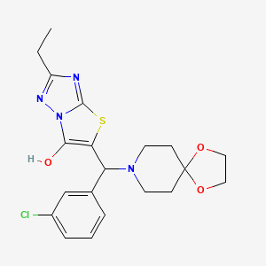 molecular formula C20H23ClN4O3S B2992258 5-((3-Chlorophenyl)(1,4-dioxa-8-azaspiro[4.5]decan-8-yl)methyl)-2-ethylthiazolo[3,2-b][1,2,4]triazol-6-ol CAS No. 898345-74-9