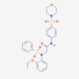 molecular formula C26H29N3O7S2 B299226 2-[2-ethoxy(phenylsulfonyl)anilino]-N-[4-(4-morpholinylsulfonyl)phenyl]acetamide 