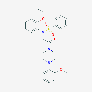 molecular formula C27H31N3O5S B299227 N-(2-ethoxyphenyl)-N-{2-[4-(2-methoxyphenyl)-1-piperazinyl]-2-oxoethyl}benzenesulfonamide 